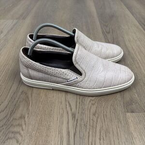 Jimmy Choo Shoes Mens Size 42 Beige Leather Croc Embossed Slip On Designer